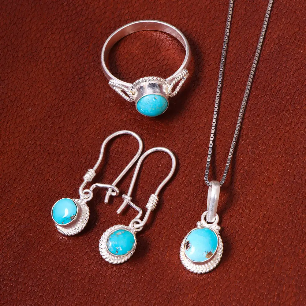 نیم ست فیروزه زنانه کد 18127 - جواهری مشاهیر