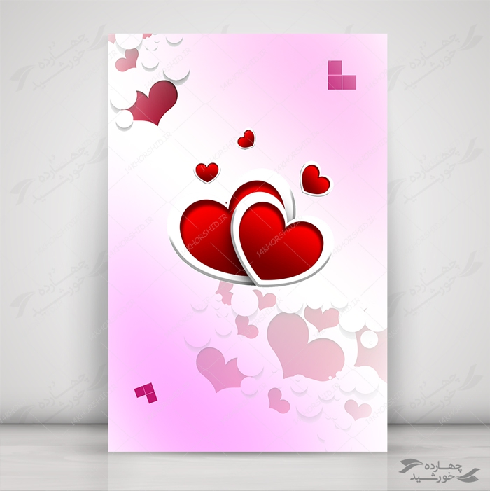 زمینه پوستر لایه باز قلب ها فانتزی psd