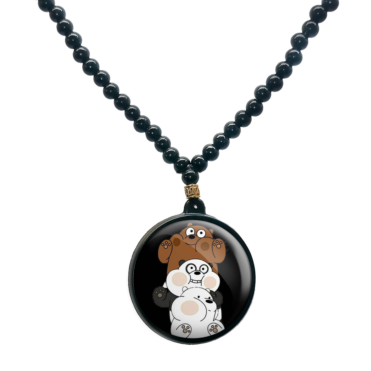 گردنبند پرمانه طرح خرس‌های کله‌فندقی کد pmd.10252 مدل دو طرفه