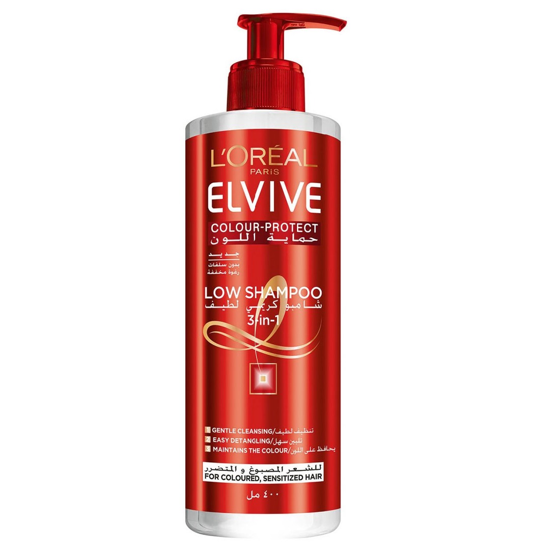 شامپو تثبیت کننده رنگ مو لورآل مدل elvive low shampoo حجم 400 میلی لیتر