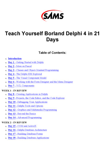 خرید و دانلود نسخه کامل کتاب Sams Teach Yourself Delphi 4 in 21 Days