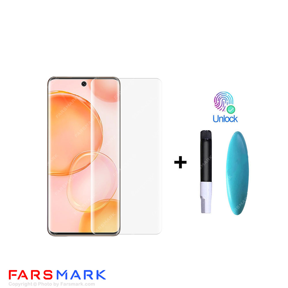 گلس تمام صفحه یووی شفاف Honor 50 با چسپ UV