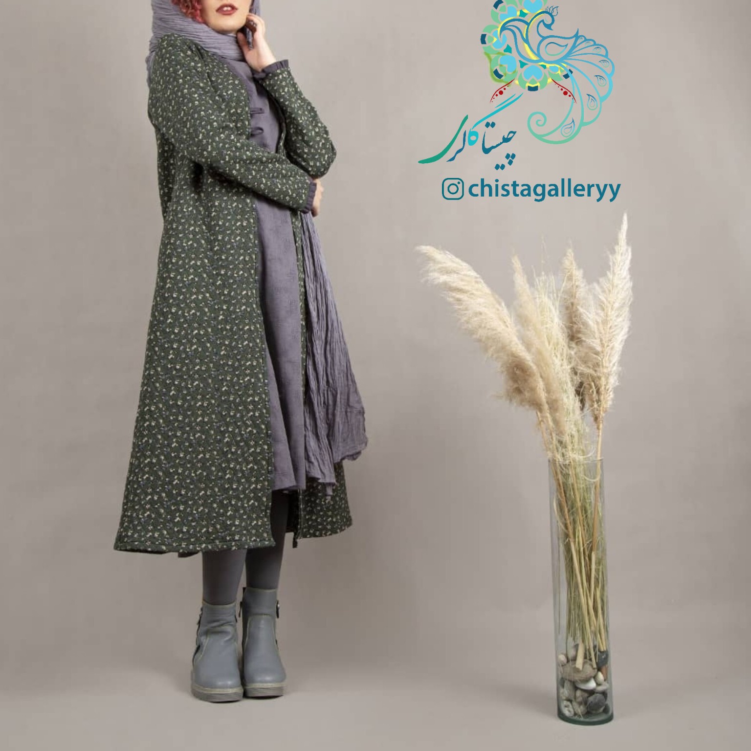 پالتو زنانه گلدار سبز 