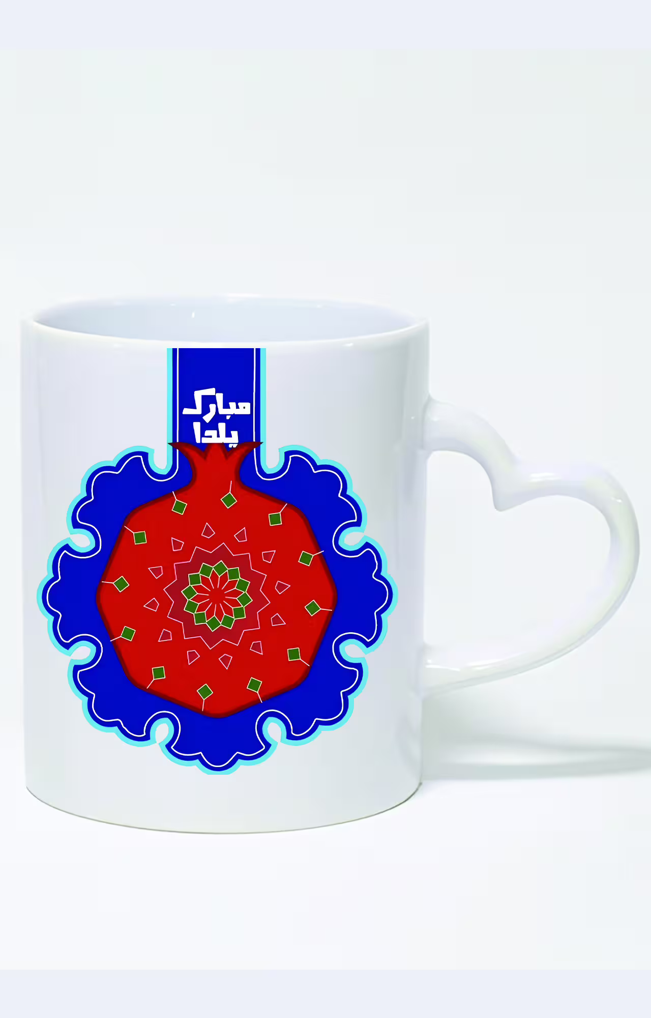 ماگ دسته قلبی طرح شب یلدا مبارک کد 3801