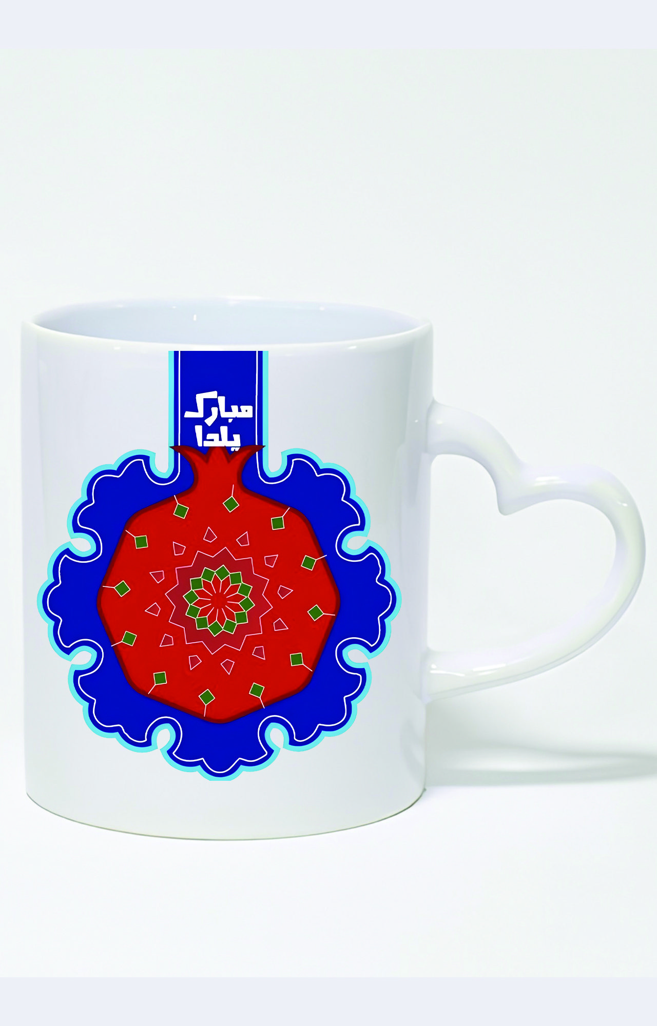ماگ دسته قلبی طرح شب یلدا مبارک کد 3801
