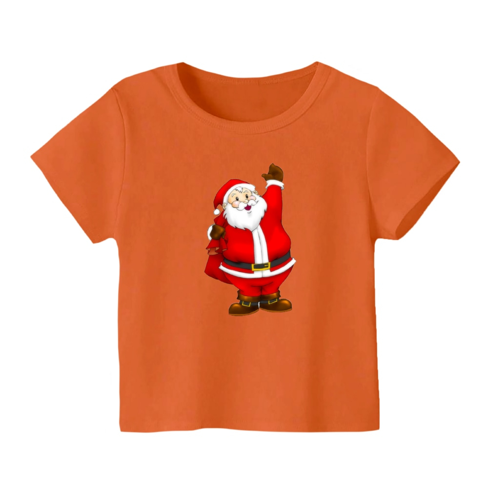 تی شرت آستین کوتاه بچگانه مدل بابانوئل کریسمس کد 3 رنگ نارنجی