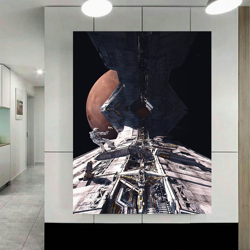 تابلو بوم طرح کهکشان و فضانورد مدل فضاپیما کد AR2848