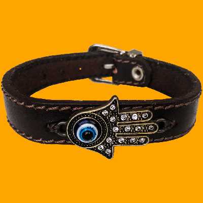 دستبند چرم وارک طرح چشم زخم مدل یونا rb129