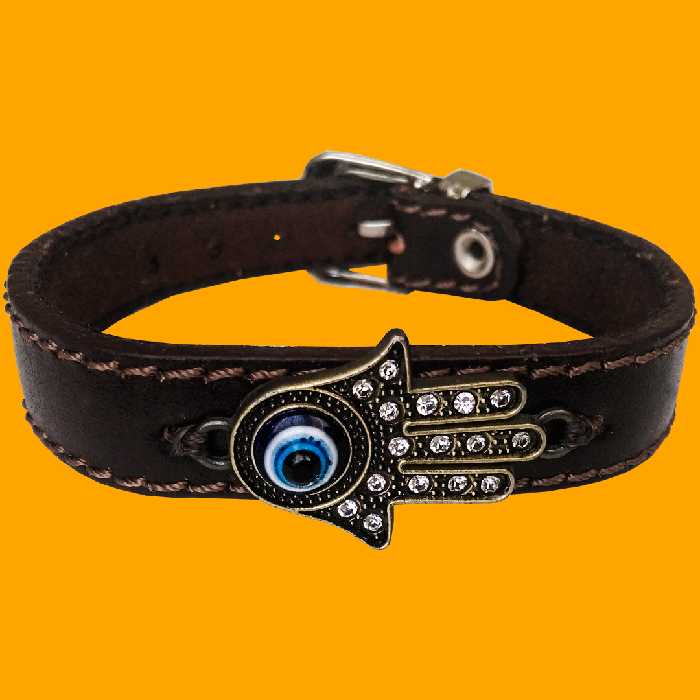 دستبند چرم وارک طرح چشم زخم مدل یونا rb129