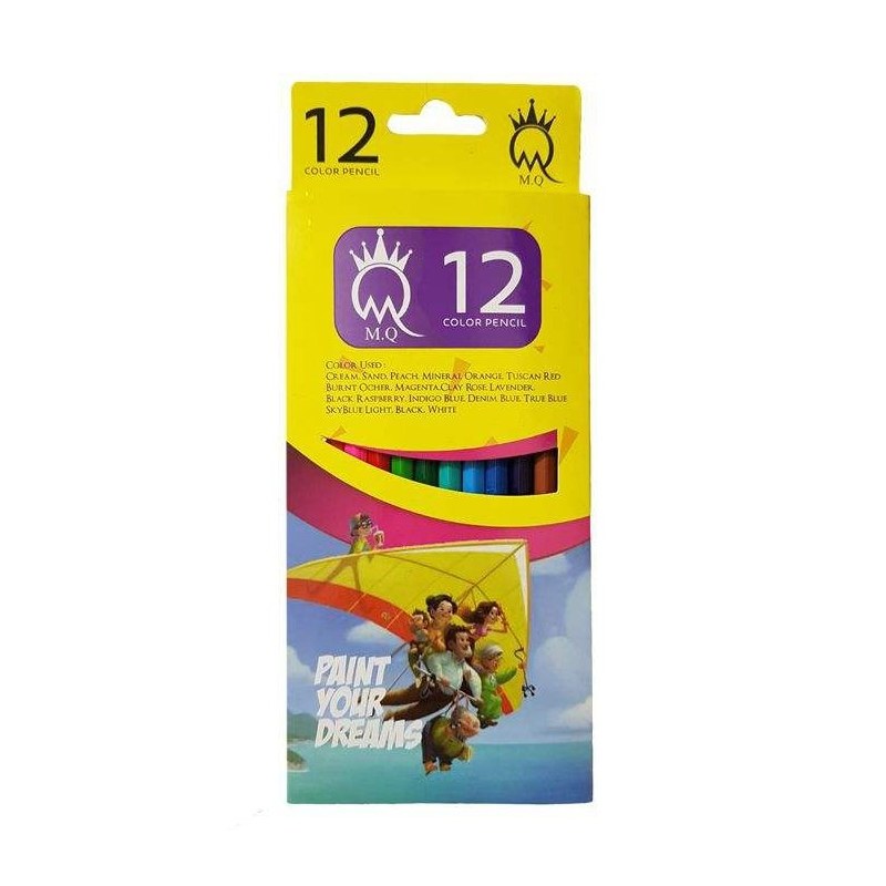 مداد رنگی 12 رنگ ام کیو جعبه مقوایی