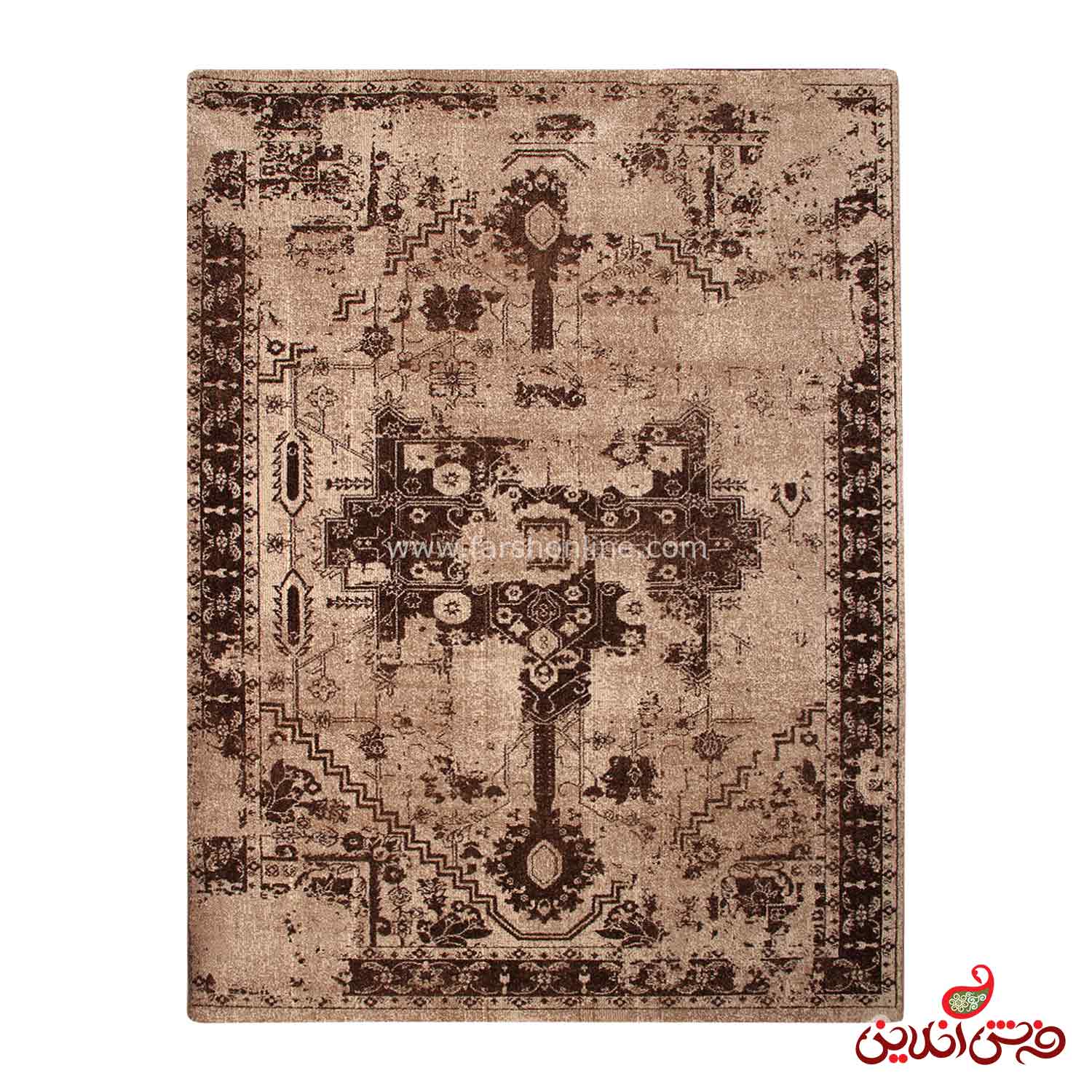 فرش ساوین طرح نیل قهوه ای