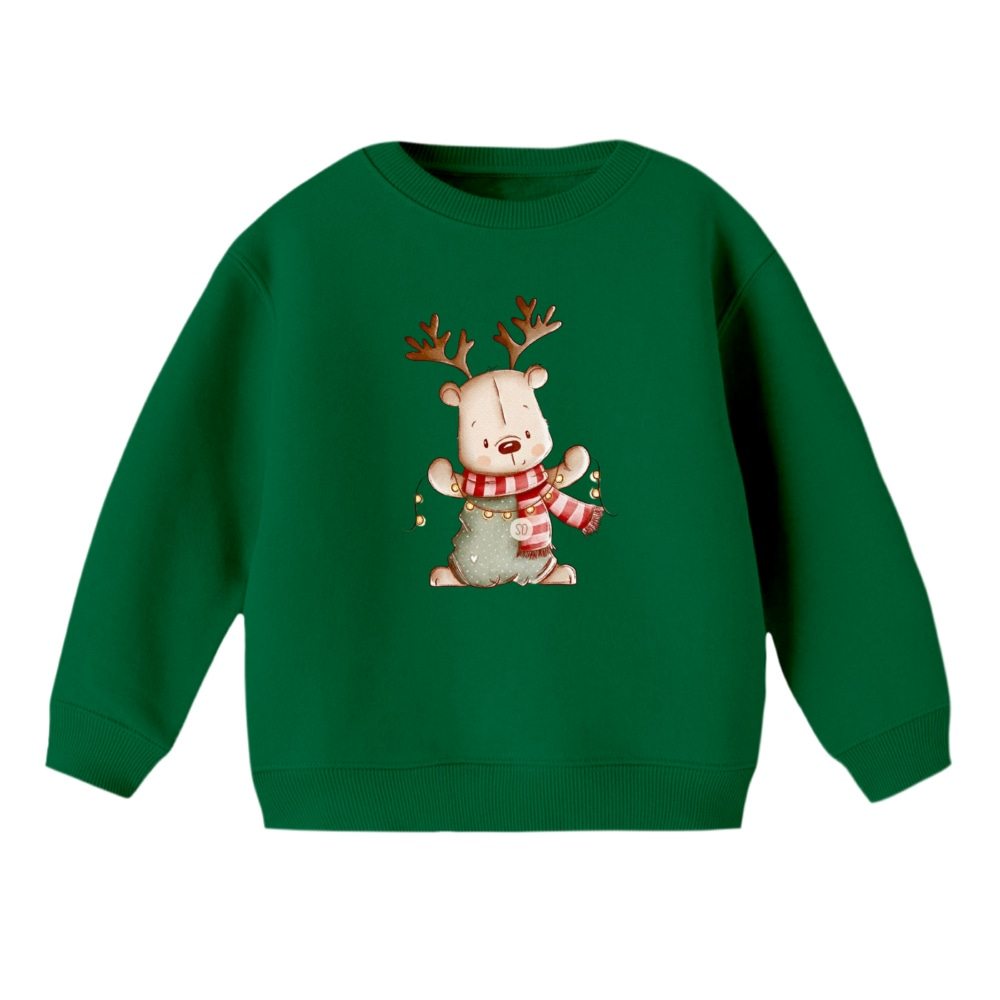 سویشرت بچگانه مدل گوزن و شال گردن رنگ سبز