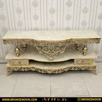میز تلویزیون برنزی مدل گل سرخ سنگین طول 140 کد 9424