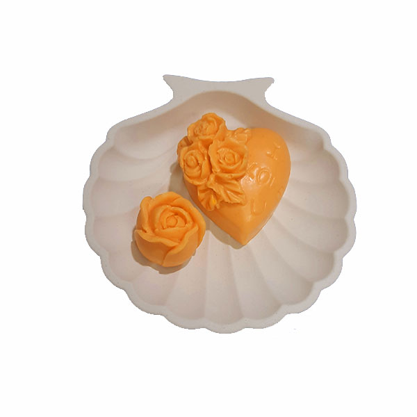 صابون تزیینی مدل قلب گلدار و صدف مجموعه 3 عددی