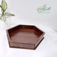 
سینی فینگر فود سایز30 طرح لادن 6ضلعی  وارتفاع5سانت ام دی اف در جه 1رنگ گردویی تیره