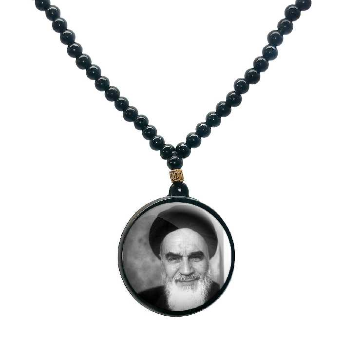 گردنبند پرمانه طرح تصویر  آیت الله خمینی کد pmd.7357 مدل دو طرفه