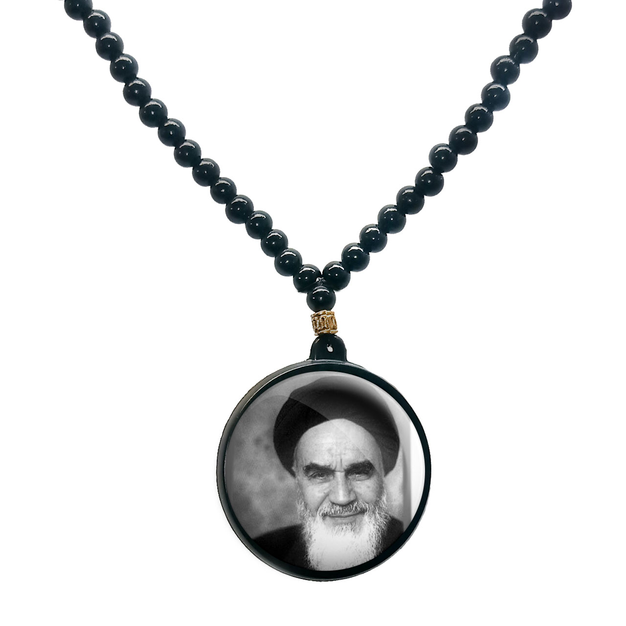 گردنبند پرمانه طرح تصویر  آیت الله خمینی کد pmd.7357 مدل دو طرفه