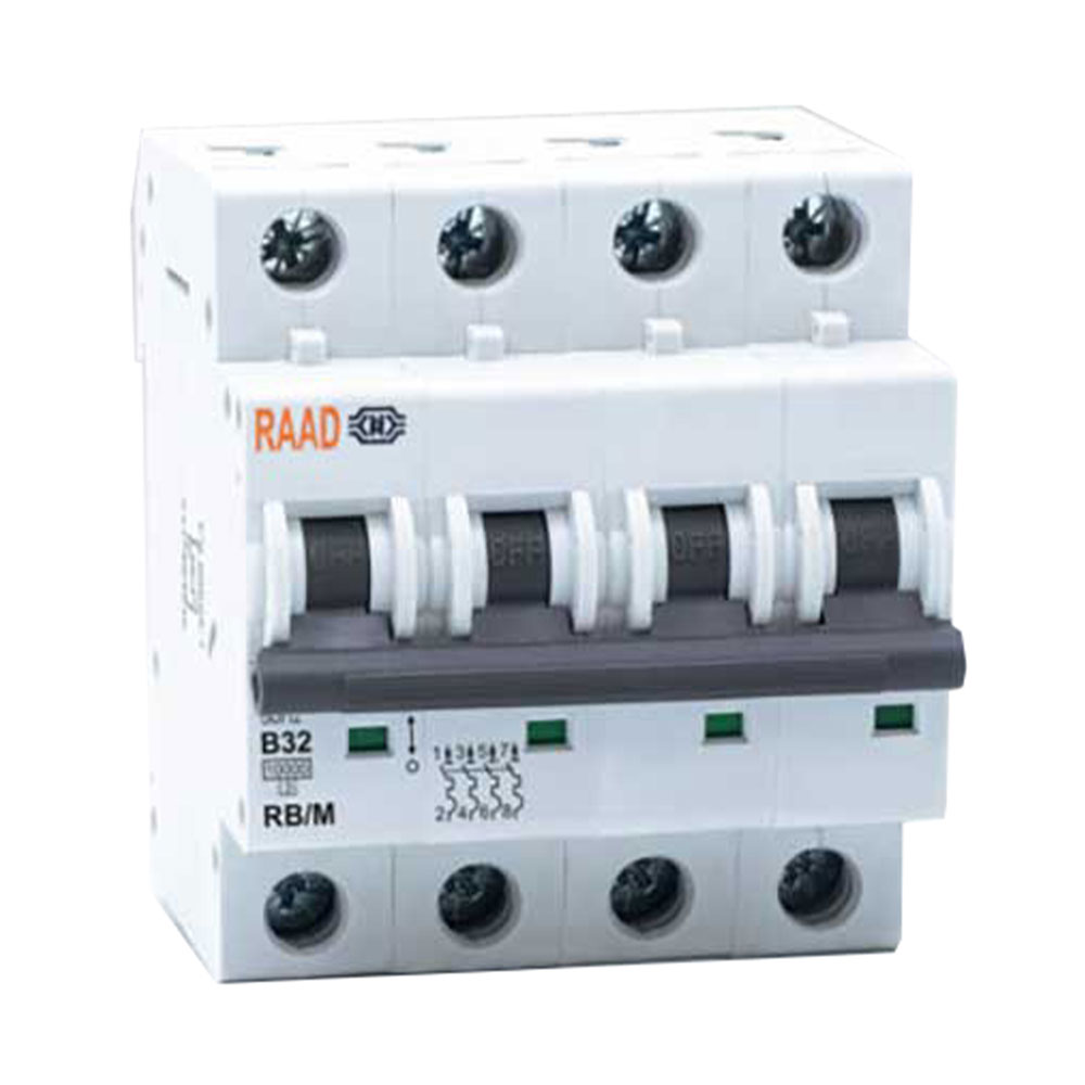 کلید مینیاتوری 3 پل + نول 32 آمپر RB-MN-3P-N-B32-10KA رعد