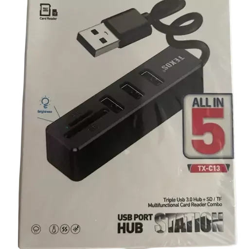هاب همه کاره USB و رم ریدر تکسوس مدل TX-C13