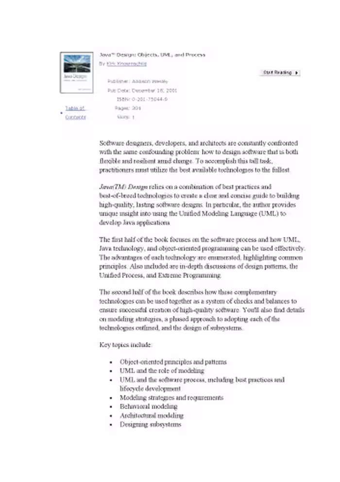 خرید و دانلود نسخه کامل کتاب Java Design: Objects, UML, and Process