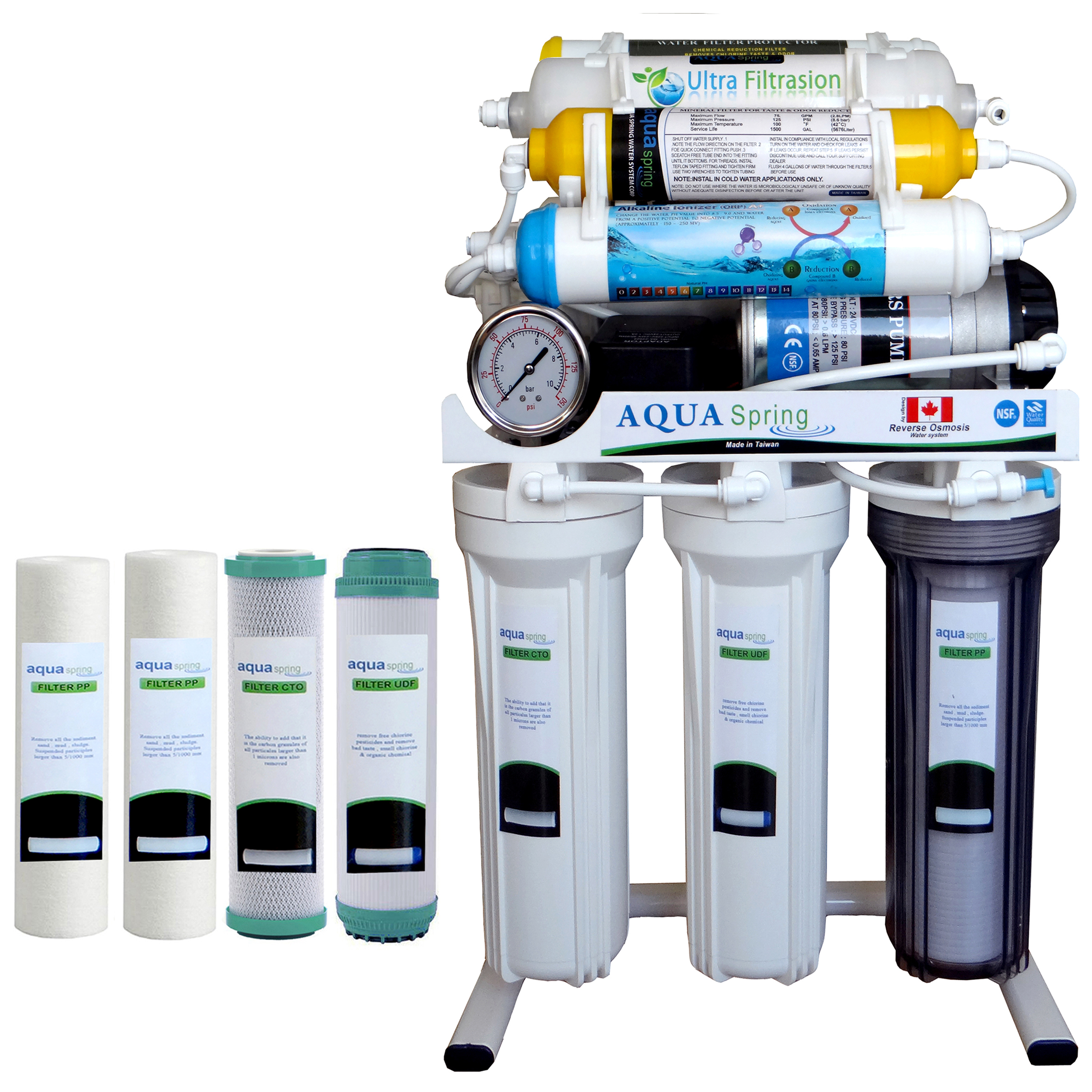 دستگاه تصفیه کننده آب آکوآ اسپرینگ مدل NF3900 به همراه فیلتر مدل 01 مجموعه 4 عددی