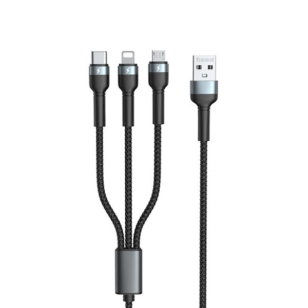 کابل تبدیل USB به microUSB / USB-C / لایتنینگ ریمکس مدل RC-124th طول 1.2 متر
