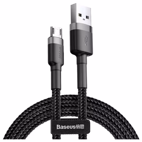 کابل USB به  MICRO  باسئوس Baseus cafule Cable USB For Micro 1.5A 2M Gray Black