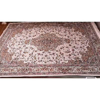 فرش ماشینی زمرد مشهد مدل 45001 زمینه کرم