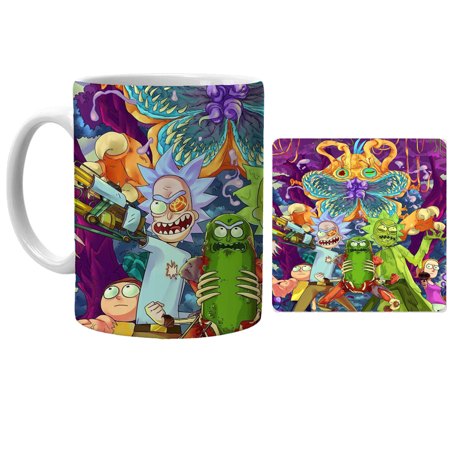 ماگ مدل ریک اند مورتی کد xm13 همراه با زیرلیوانی