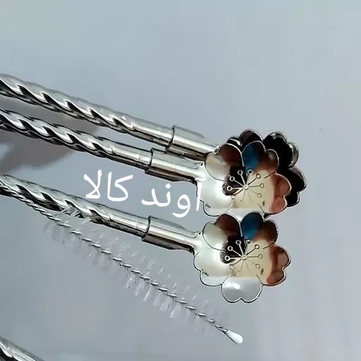 قاشق نی دار استیل طرح گل فرچه دار6تایی یونیک لایف شربت استیل نگیر  رنگ ثابت(6تایی) 