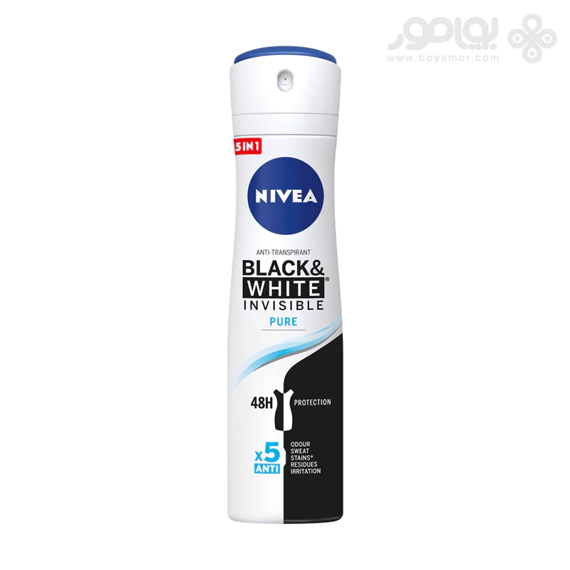 اسپری زنانه نیوا مدل بلک اند وایت INVISIBLE PURE حجم 150 میل