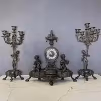 ساعت و شمعدان سبز و مشکی برنز - ترنم گالری