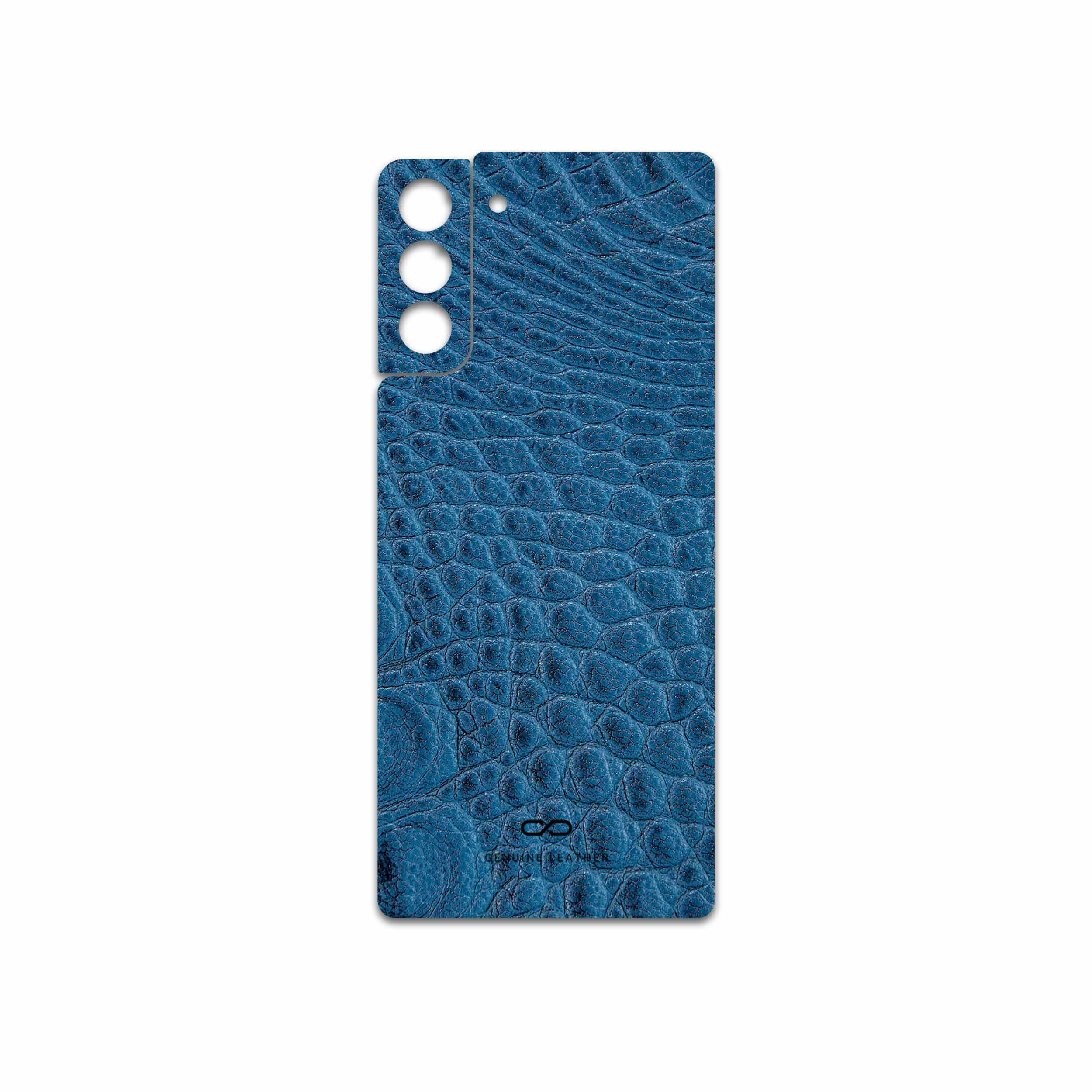 برچسب پوششی ماهوت مدل Blue-Crocodile-Leather مناسب برای گوشی موبایل سامسونگ Galaxy S21 Plus 5G