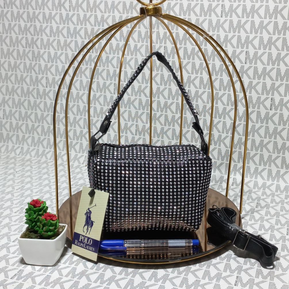 کیف زنانه دستی و دوشی نگین دار براق و مجلسی زنانه