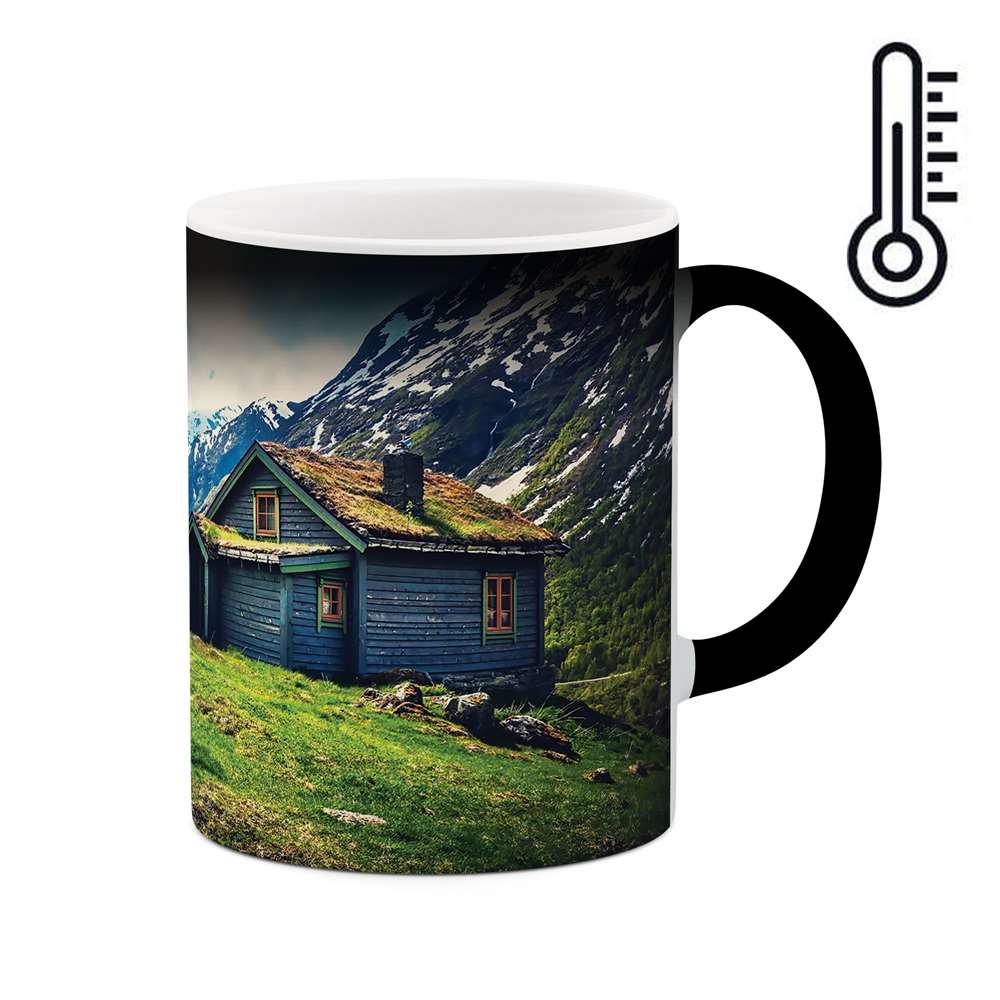 ماگ حرارتی طرح خانه ای در کوهستان مدل mgh02346