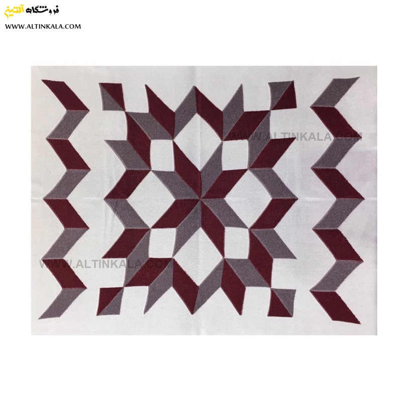 شال مبل بافت سوپر (تراکم بالا) طرح سه بعدی سایز 150×200 رنگ زرشکی طوسی منگوله دار