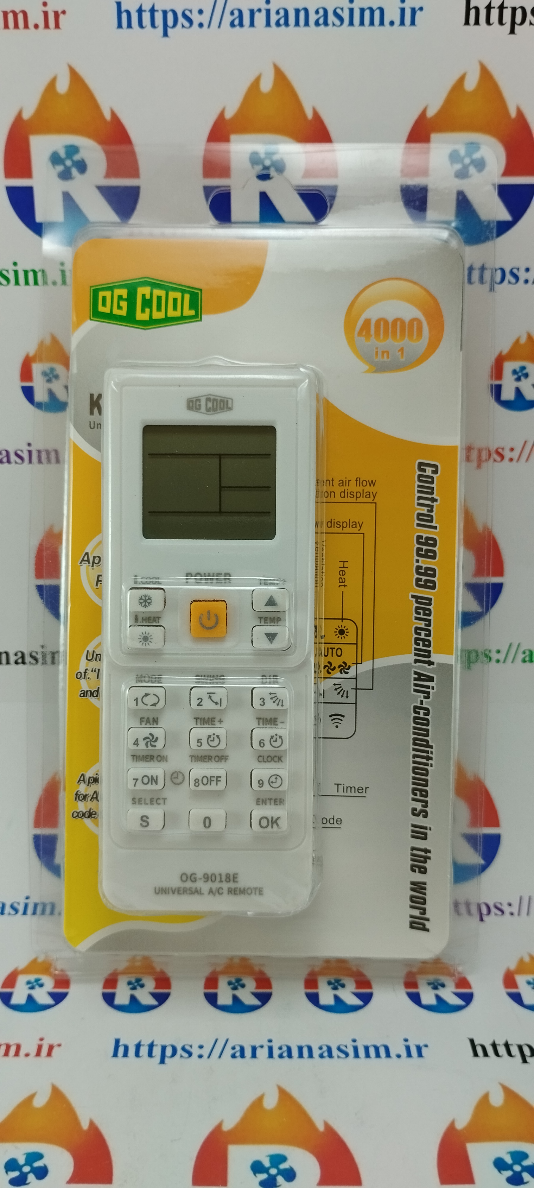 ریموت کنترل مادر یا همه کاره کولر گازی مدل KT-9018E | آریا سیتی