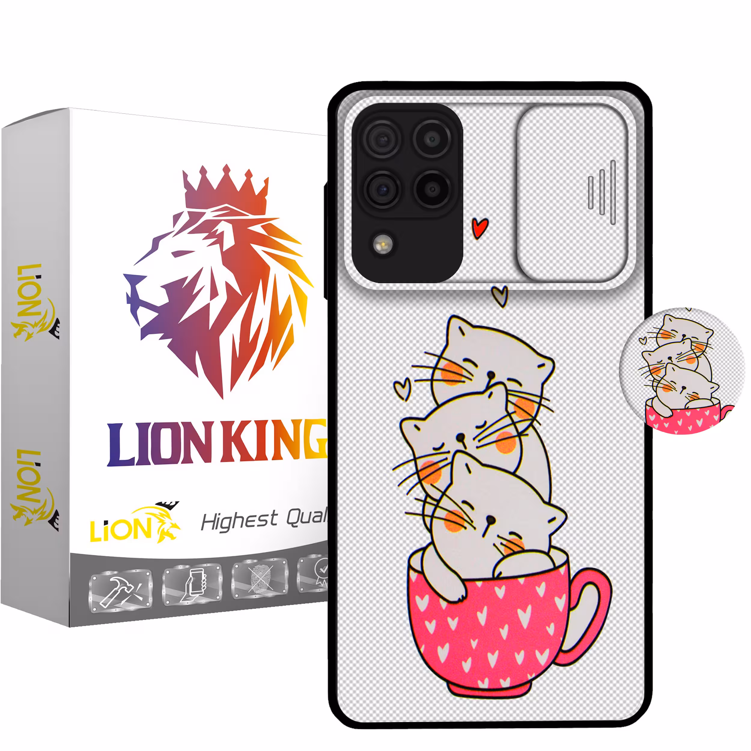 کاور لاین کینگ مدل catlivani2 مناسب برای گوشی موبایل سامسونگ Galaxy A22 4G به همراه پایه نگهدارنده