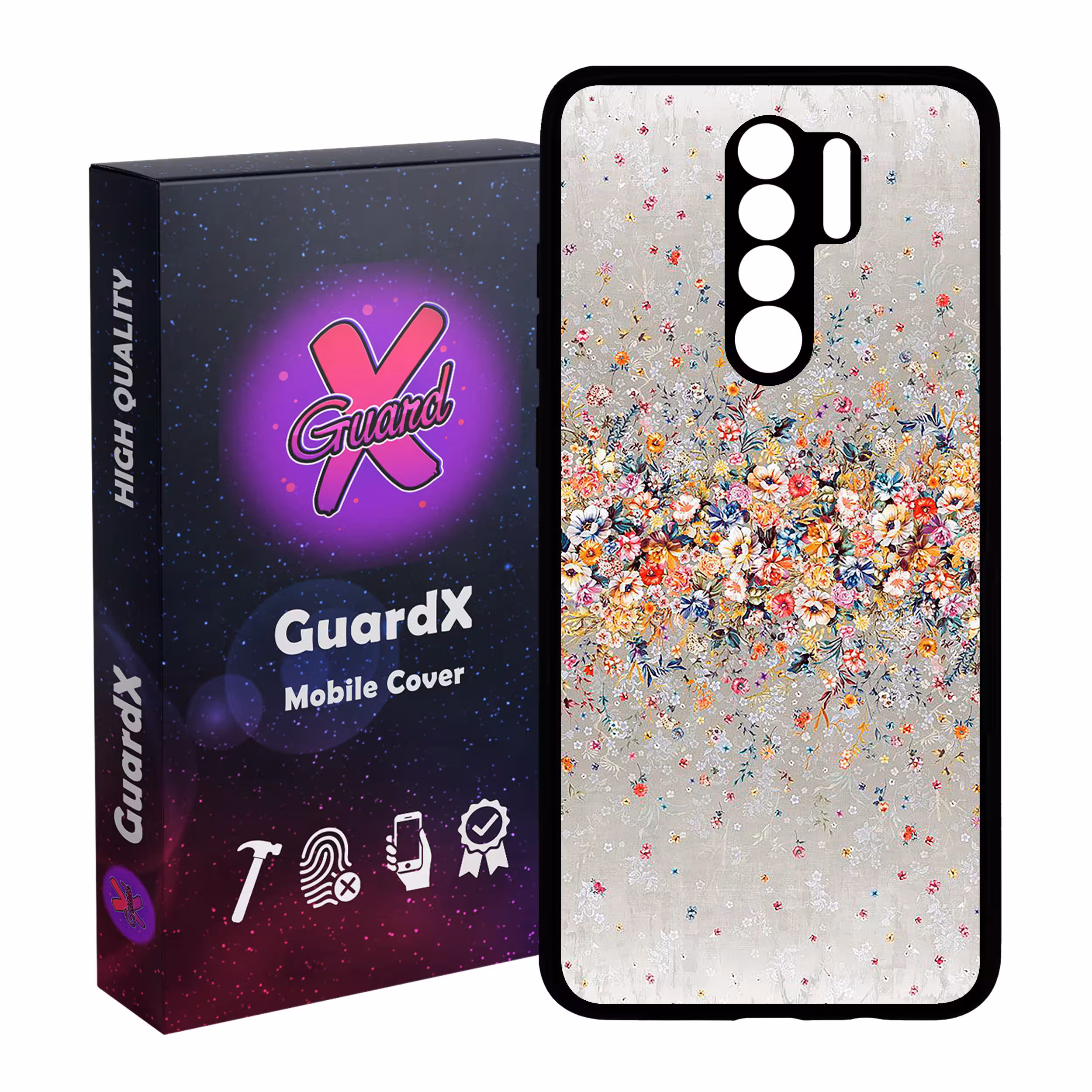 کاور گارد ایکس طرح Flower مدل Glass10409 مناسب برای گوشی موبایل شیائومی Redmi 9 / 9 Prime