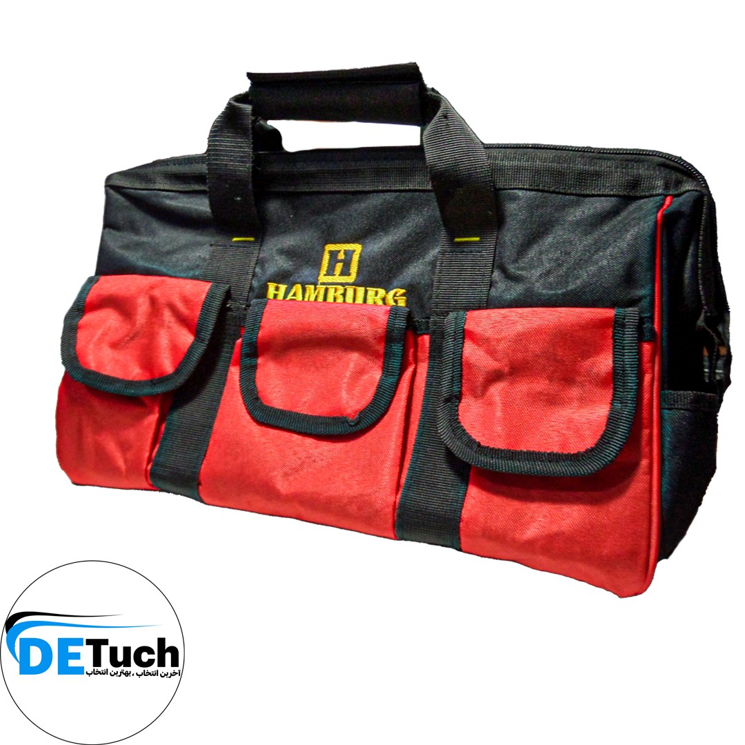 کیف ابزار هامبورگ رنگ قرمز -مشکی جنس برزنت دولایه