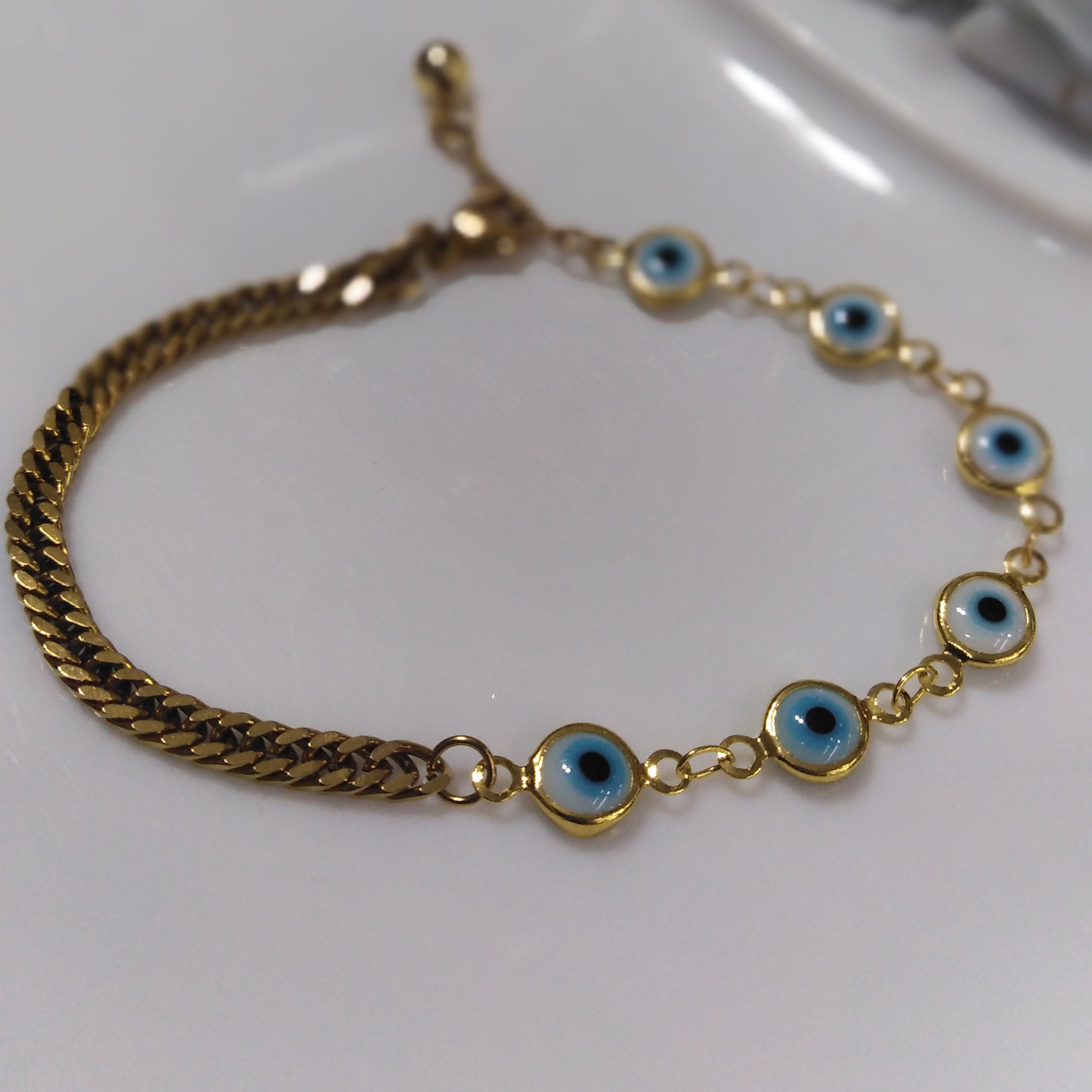 دستبند چشم نظر،  استیل، رنگ ثابت وباکیفیت عالی