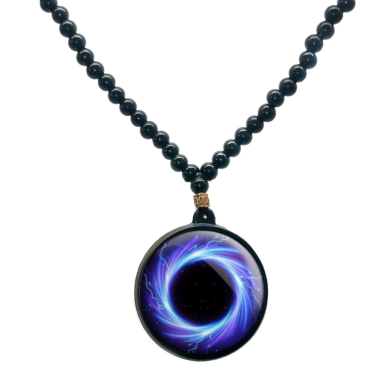 گردنبند پرمانه طرح سیاه چاله ها کد pmd.25874 مدل دو طرفه