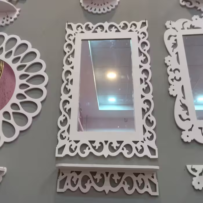 آینه شلف متوسط طرح گل