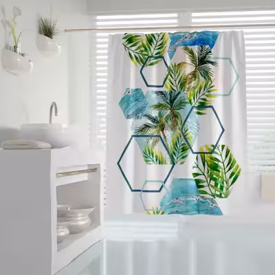 پرده حمام دلفین مدل Island سایز 180x200 سانتی متر