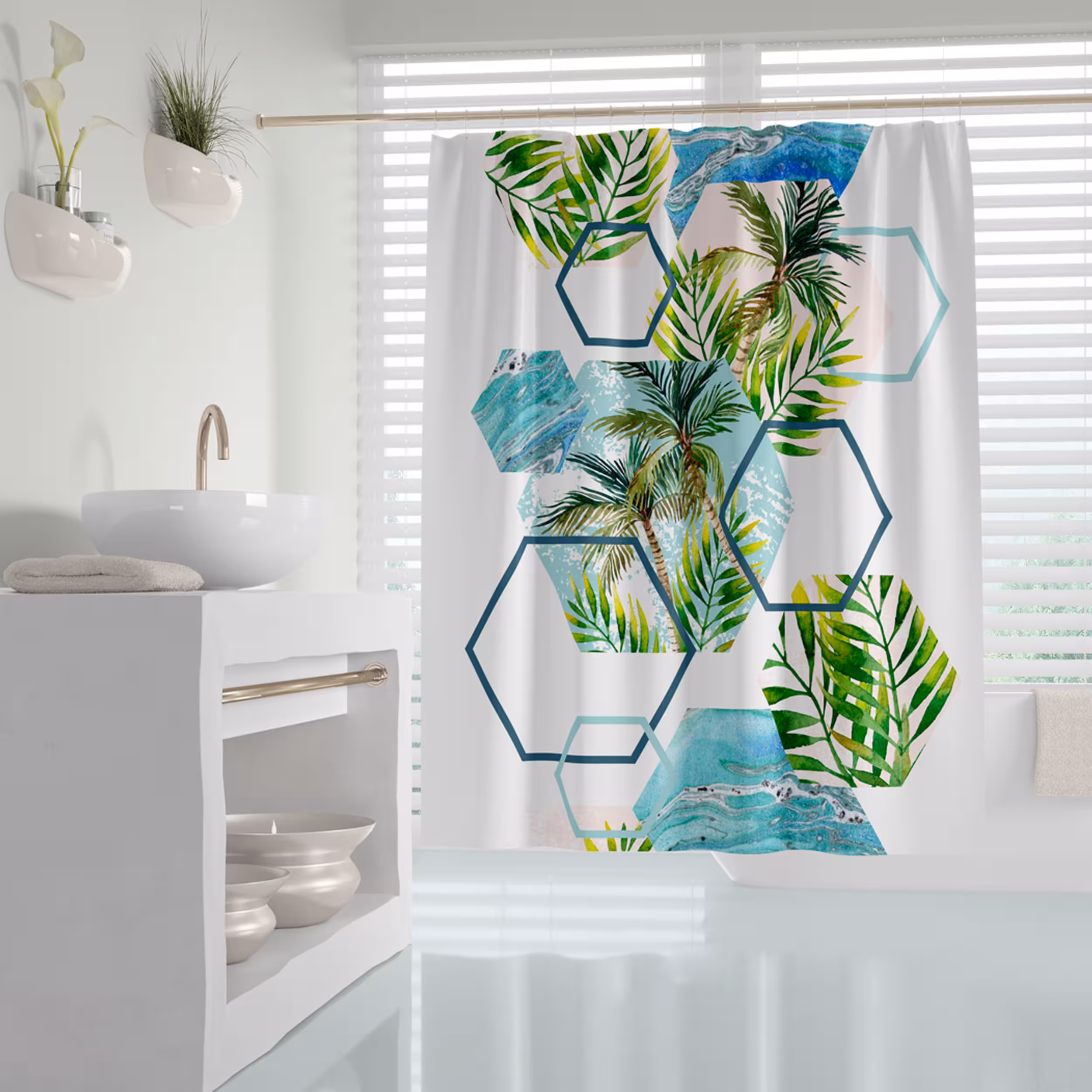 پرده حمام دلفین مدل Island سایز 180x200 سانتی متر