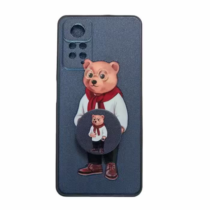 کاور طرح خرس کد 811 مناسب برای گوشی موبایل شیائومی Redmi Note 11 Pro به همراه پاپ سوکت