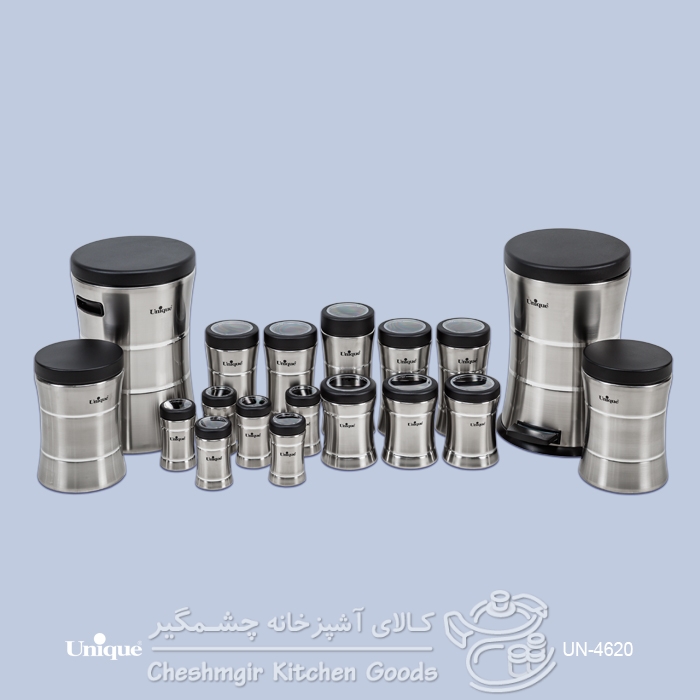 سرویس 18پارچه کمرباریک استیل درب مشکی یونیک مدل UN-4620