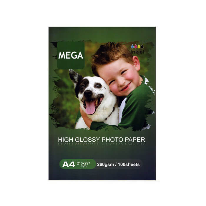 کاغذ فتو گلاسه براق 260 گرم A4 مگا 100 برگی