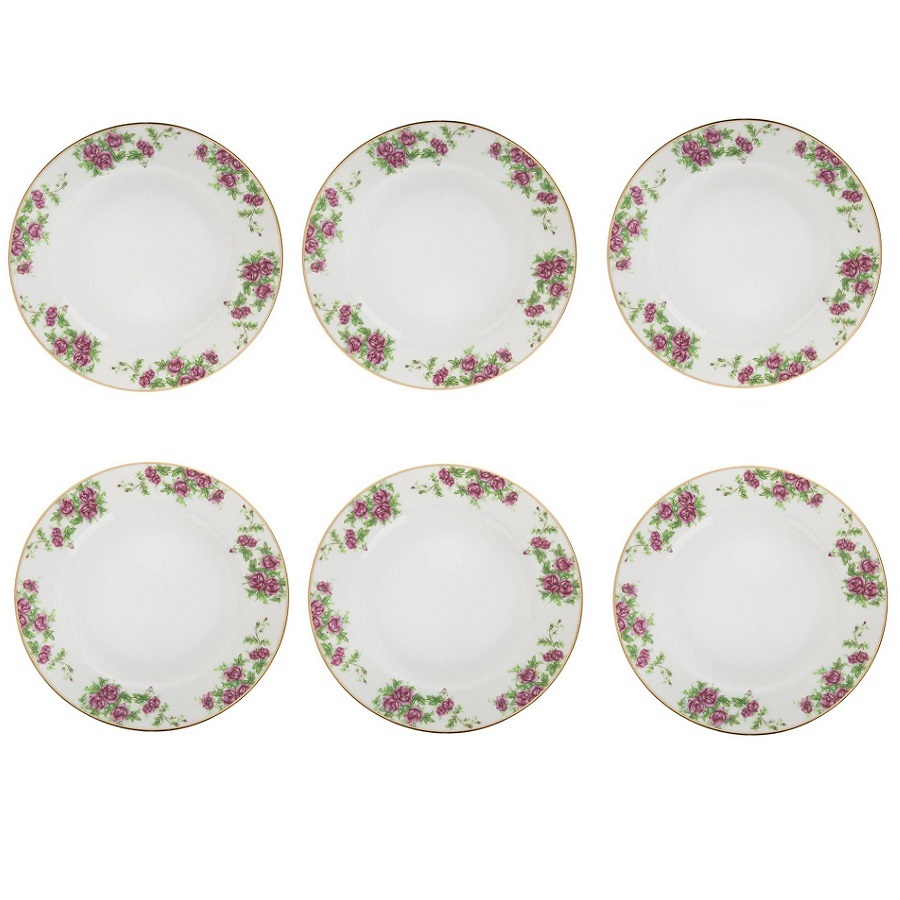 بشقاب غذاخوری چینی زرین ایران سری ایتالیا اف مدل بیدگل بسته 6عددی