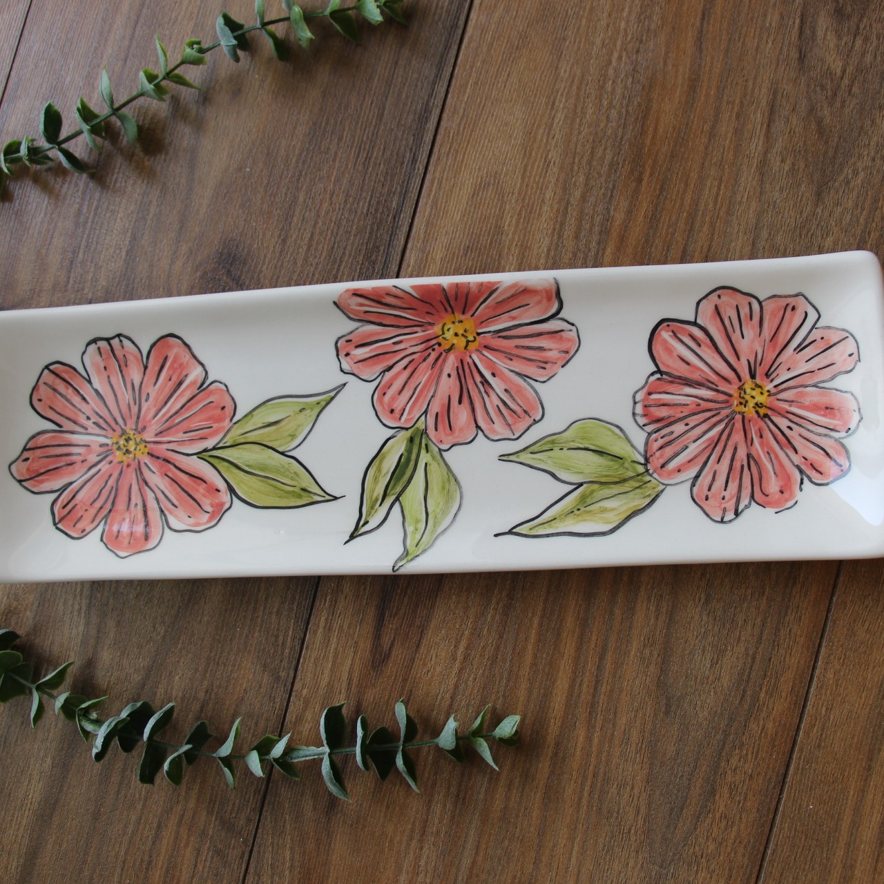 رولت خوری سرامیکی کد 706 دست ساز نقاشی زیرلعابی